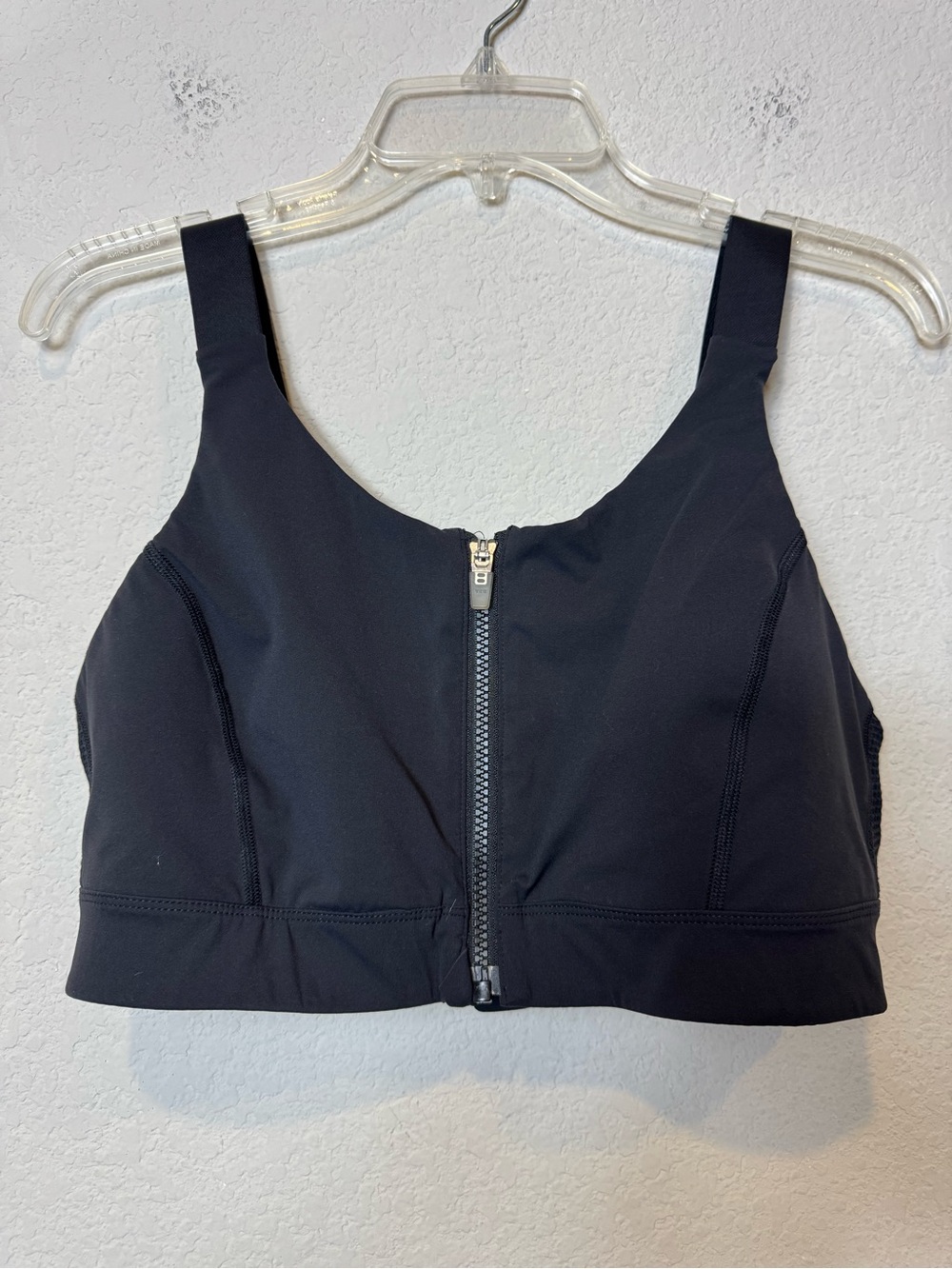 Outdoor Voices Black Front Zip Athletic Sports Bra Mesh Adjustable L/XL DD Cup